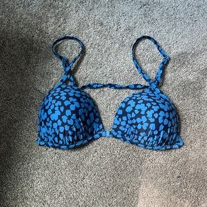 Aerie Perky Triangle Blue Floral Bikini Top Size XL